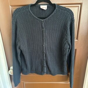 Y2K Crystal-Kobe Cable Knit Button Up Sweater Cottage Core Academia Preppy XL